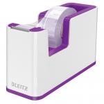 Leitz WOW Tape Dispenser. Incl. tape. For convenient one-hand operation. White/purple 53641062