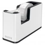 Leitz WOW Tape Dispenser. Incl. tape. For convenient one-hand operation. White/black 53641095