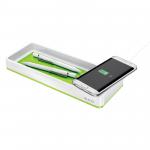 Leitz WOW Desk Organiser with Inductive Charger. White/green. 53651054
