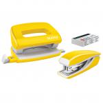 Leitz WOW NeXXt Mini Stapler and Hole Punch Set Yellow 55612016