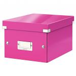 Leitz WOW Click & Store Small Storage Box.  With label holder. Pink. 60430023