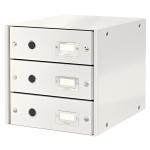 Leitz WOW Click & Store Drawer Cabinet (3 drawers).  With thumbholes and label holders. For A4 formats. White 60480001