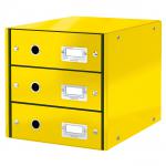 Leitz WOW Click & Store Drawer Cabinet (3 drawers).  With thumbholes and label holders. For A4 formats. Yellow. 60480016