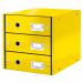 Leitz WOW Click & Store Drawer Cabinet (3 drawers).  With thumbholes and label holders. For A4 formats. Yellow.