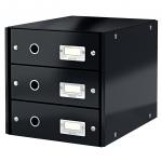 Leitz WOW Click & Store Drawer Cabinet (3 drawers).  With thumbholes and label holders. For A4 formats. Black. 60480095