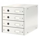 Leitz WOW Click & Store Drawer Cabinet (4 drawers). With thumbholes and label holders. For A4 formats. White 60490001