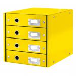 Leitz WOW Click & Store Drawer Cabinet (4 drawers). With thumbholes and label holders. For A4 formats. Yellow. 60490016
