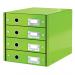 Leitz WOW Click & Store Drawer Cabinet (4 drawers). With thumbholes and label holders. For A4 formats. Green.