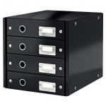 Leitz WOW Click & Store Drawer Cabinet (4 drawers). With thumbholes and label holders. For A4 formats. Black. 60490095