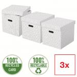 Esselte Home Storage Box Cube White (Pack of 3) 628288