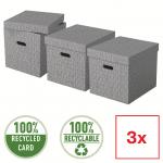 Esselte Home Storage Box Cube Grey (Pack of 3) 628289