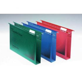 Rexel A4 Suspension Files with Tabs and Inserts for Filing Cabinets, 30mm base, 100% Recycled Manilla, Green, Crystalfile, Pack of 50 70621
