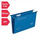 Rexel Foolscap Heavy Duty Suspension Files with Tabs and Inserts for Filing Cabinets, 30mm base, Polypropylene, Blue, Crystalfile Extra, Pack of 25 70633