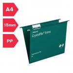 Rexel A4 Heavy Duty Suspension Files with Tabs and Inserts for Filing Cabinets, 15mm V base, Polypropylene, Green, Crystalfile Extra, Pack of 25 70634