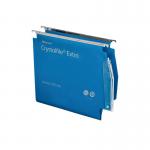 Rexel 275 Lateral Hanging Files with Tabs and Inserts, 15mm V-base, Polypropylene, Blue, Crystalfile Extra, Pack of 25 70639