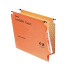 Rexel 330 Lateral Hanging Files with Tabs and Inserts, 15mm V-base, 100% Recycled Manilla, Orange, Crystalfile Classic, Pack of 50 70671