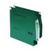 Rexel 275 Lateral Hanging Files with Tabs and Inserts, 50mm base, Polypropylene, Green, Crystalfile Extra, Pack of 25