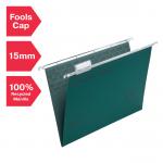 Rexel Foolscap Suspension Files with Tabs and Inserts for Filing Cabinets, 15mm V base, 100% Recycled Manilla, Green, Crystalfile Classic, Pack of 50 78046