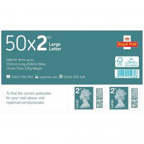 Royal Mail Second Class Large Postage Stamp Sheet Pack of 50 BBSL2