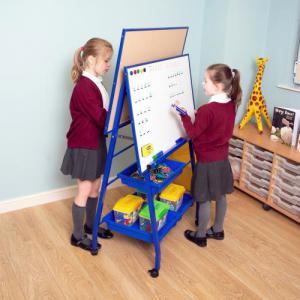 Click to view product details and reviews for Landscape Mobile Magnetic Drywipe Easel Blue Double Boarded.