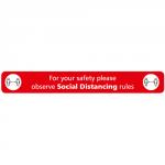 SECO Social Distancing Red Floor Sign 600x80mm with anti-slip laminate