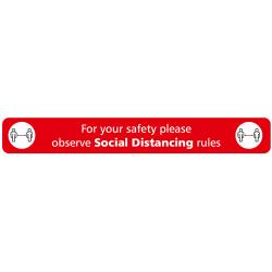 Cheap Stationery Supply of SECO Social Distancing Red Floor Sign 600x80mm with anti-slip laminate Office Statationery
