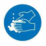 Wash Your Hands Pictogram Sign  150 x 150mm Semi Rigid Plastic with Peel and stick backing