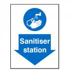SECO sanitiser station semi rigid plastic , with peel and stick backing 150 x 200